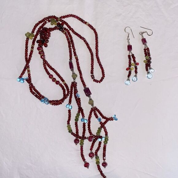 Beaded crystal necklace with matching earrings - Picture 2 of 5